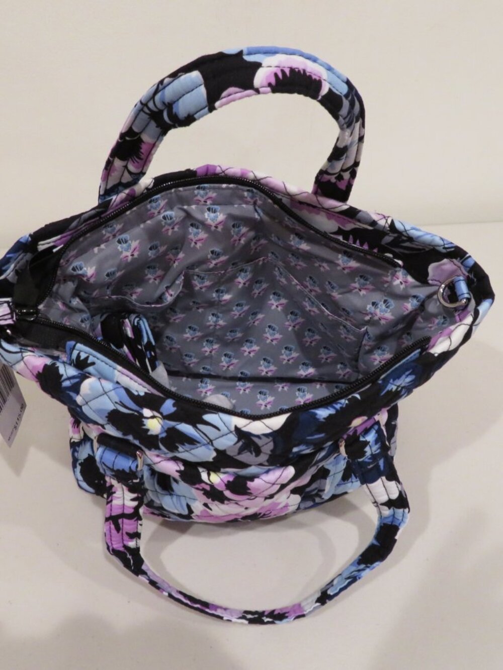 Vera Bradley Plum Pansies Quilted Multi‑Strap Shoulder Bag - Picture 12 of 12